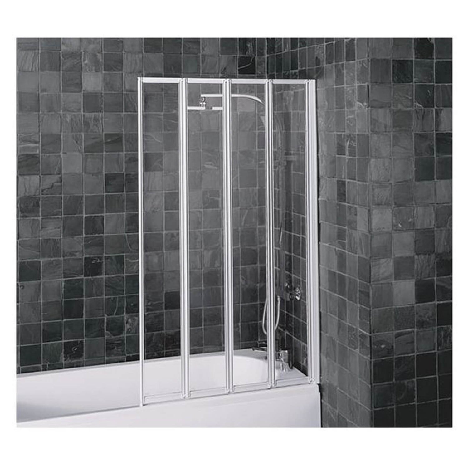 Aqualux Folding Four Panel Shower Screen White Clear Homebase