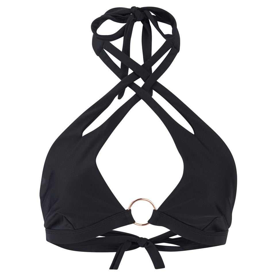 Minkpink Women S After Dark Interlock Ring Front Bikini Top Black