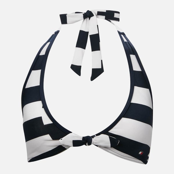 Tommy Hilfiger Women S Halter Bikini Top Broken Stripe Pitch Blue