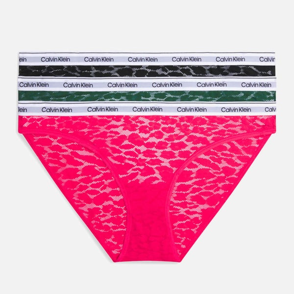 Calvin Klein Modern Logo Nylon Blend Lace Bikini Pack Thehut