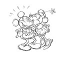 Disney Mickey Mouse Kissing Sketch Women's T-Shirt - White