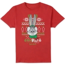 Looney Tunes Bugs Bunny Knit Men's Christmas T-Shirt - Red