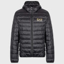 EA7 Men's Gold Logo Full Zip Puffer Jacket - Black - XXL