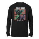 Jurassic Park World Four Colour Faces Unisex Long Sleeved T-Shirt - Black