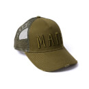 Milliner Military Olive Distressed Cotton Trucker Made 3D Embroidered
