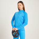 Dámske športové tričko MP Linear so štvrtinovým zipsom – žiarivo modré - XXS