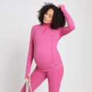 Dámske tehotenské tričko so 1/4 zipsom MP Power – ružové - XXS