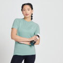 MP Performance Trainings-T-Shirt für Damen - Marmoriertes Design in Arktikblau-Weiß - XXS