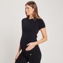 Bezszwowy T-shirt z krótkimi rękawami dla kobiet w ciąży z kolekcji MP – czarny - XXS