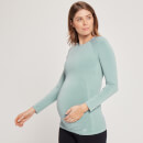 Dámske bezšvové tehotenské tričko MP s dlhými rukávmi – svetlomodré - XXS