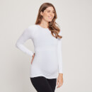Dámske bezšvové tehotenské tričko MP s dlhými rukávmi – biele - XS