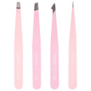 Brushworks HD 4 Piece Combination Tweezer Set - Pink