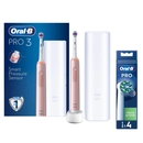 Oral-B Pro 3500 3D White Pink Electric Toothbrush with Travel Case + 4 Refills