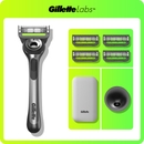 Gillette Labs Razor with Exfoliating Bar, Travel Case and 4 Razor Blades Refill