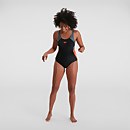 Bañador Muscleback con estampado de contraste lateral para mujer, Negro/Gris - 28