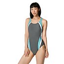 Heather Quantum Fusion Splice One Piece - Grey Teal White | Size 6