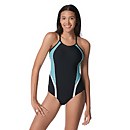 Thin Strap Quantum Fusion One Piece - Black/Teal | Size 4