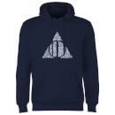 Harry Potter Deathly Hallows Text Hoodie - Navy