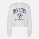 Tommy Jeans College Logo Cotton-Blend Jersey Cropped Sweatshirt - L