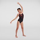 Girl's Medley Logo Medalist Swimsuit Black/Red - 5-6