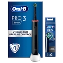 Oral B Pro 3 3000 Cross Action Black Electric Toothbrush + 4 Refills
