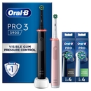 Oral B Pro 3900 Duo Pack of Two Electric Toothbrushes, Black & Pink + 8 Refills
