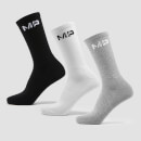 MP ženske sportske čarape (3 komad u paketu) – crna/bijela/sivi lapor - UK 2-5