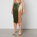 Never Fully Dressed Jaspre Satin Wrap Midi Skirt - M