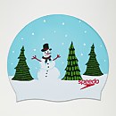 Weihnachtliche Schneemann-Badekappe für Erwachsene Weiß/Blau - ONESIZE