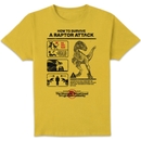 Jurassic World Raptor Attack Survival Guide Unisex T-Shirt - Yellow Jurassic World Raptor Attack Survival Guide Unisex T-Shirt - Yellow