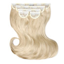 LullaBellz Super Thick 16" 5 Piece Blow Dry Wavy Clip In Extensions Light Blonde