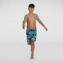Boy's Printed 15" Swim Shorts Blue/Yellow - XXL