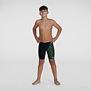 Digital Allover Schwimmhose mit V-Cut Schwarz/Grün für Jungen - 9-10