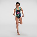 Girl's Digital Placement Splashback Swimsuit Black/Green - 7-8