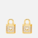 Kate Spade New York Lock and Spade Gold-Tone and Cubic Zirconia Pavé Studs