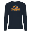 Jurassic Park Logo Tropical Men's Long Sleeve T-Shirt - Navy
