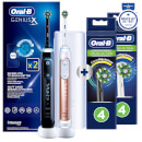 Oral-B Genius X Duo Pack Black & Rose Gold + Travel Case - Electric Toothbrush + 8 Toothbrush Heads