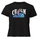 Disney Lilo And Stitch Chillin Women's Cropped T-Shirt - Black