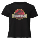 Jurassic Park Logo Vintage Women's Cropped T-Shirt - Black