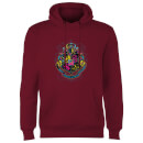 Harry Potter Hogwarts Neon Crest Hoodie - Burgundy