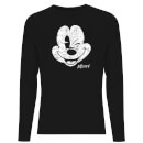 Disney Mickey Mouse Worn Face Men's Long Sleeve T-Shirt - Black