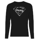 Marble Superman Logo Men's Long Sleeve T-Shirt - Black