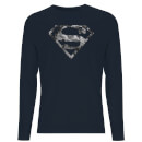 Marble Superman Logo Men's Long Sleeve T-Shirt - Navy