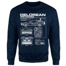 Back To The Future Delorean Schematic Sweatshirt - Navy