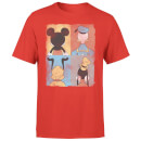 Donald Duck Mickey Mouse Pluto Goofy Tiles Men's T-Shirt - Red