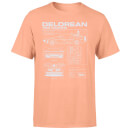 Back To The Future Delorean Schematic Men's T-Shirt - Coral