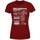 Back To The Future Delorean Schematic Women's T-Shirt - Burgundy