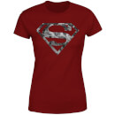 Marble Superman Logo Women's T-Shirt - Burgundy