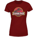 Jurassic Park Logo Vintage Women's T-Shirt - Burgundy