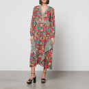 Never Fully Dressed Floral-Print Satin Midi Dress - UK 14